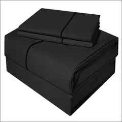 VICTORIANAS - Juego De Sabanas Full Dark Delicato Negro 300 Hilos