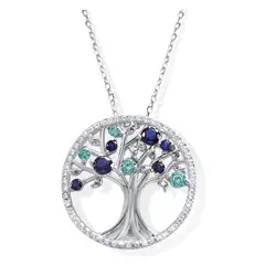 ARANY JOYAS - Collar Plata Árbol de la Vida Azul