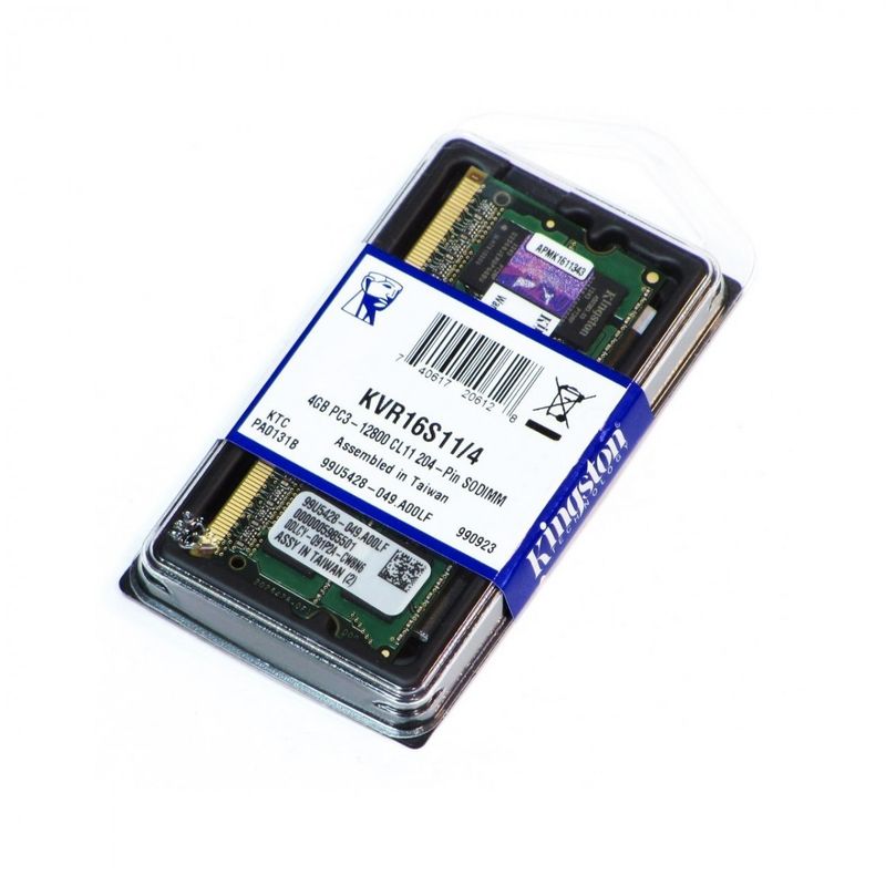 KINGSTON - Memoria Ram Notebook 4GB DDR3 1600Mhz Kingston KVR16S114