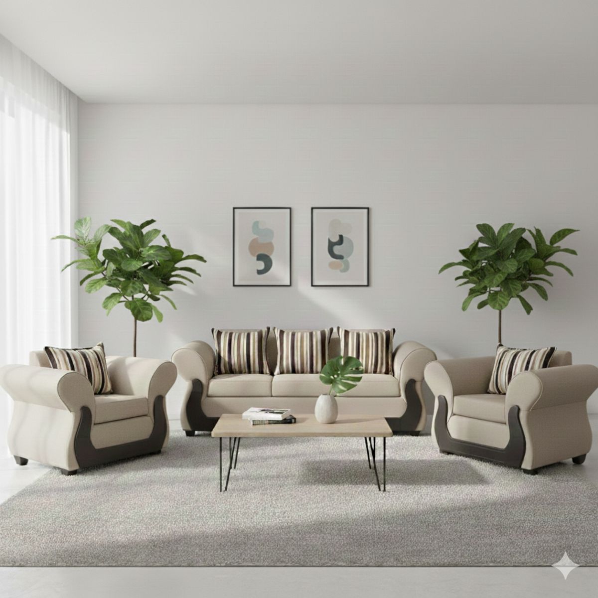 RUZAM MOBEL - JUEGO DE LIVING 3-1-1 TOKIO BEIGE LINO