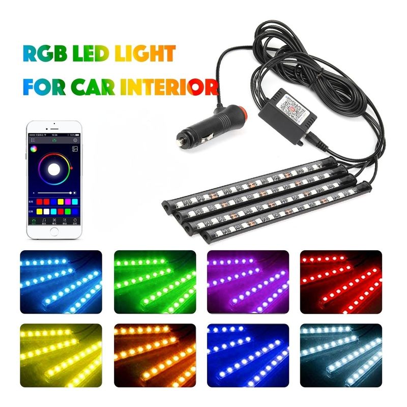 GENERICO - Tira X4 Luz Led De Piso Interior Bluetooth Auto Tunning