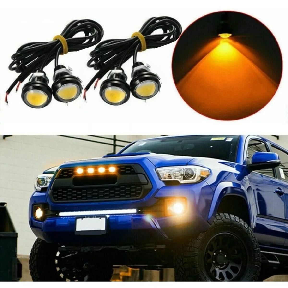 GENERICO - X4 Ojo De Águila Luces Led 23mm 9w Auto Tuning AMARILLO