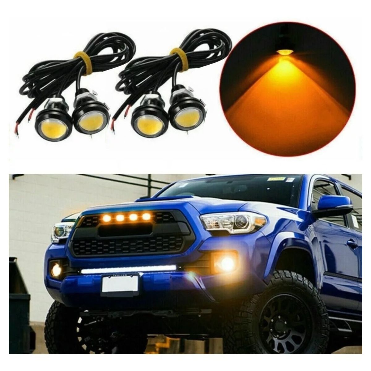 GENERICO - X4 Ojo De Águila Luces Led 23mm 9w Auto Tuning AMARILLO