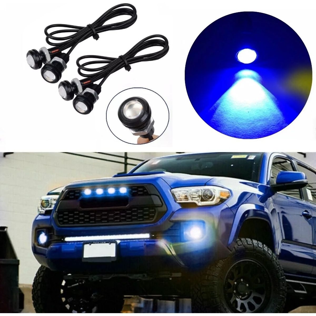 GENERICO - X4 Ojo De Águila Luces Led 23mm 9w Auto Tuning AZUL