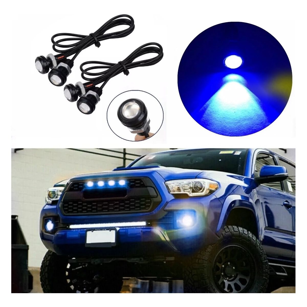 GENERICO - X4 Ojo De Águila Luces Led 23mm 9w Auto Tuning AZUL