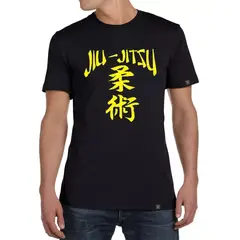 ROLY - Polera Negra Jiu Jitsu Logo Amarillo Mma Ufc Artes Marciales