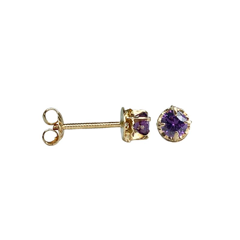 MODAS LILLO - Aro Niña Chatón Amatista Oro 18k Joyas Modas Lillo