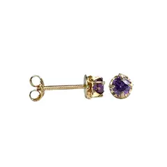 MODAS LILLO - Aro Niña Chatón Amatista Oro 18k Joyas