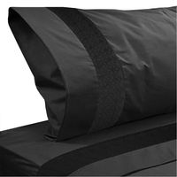 Juego De Sabanas Full Dark Hilado Bordado Negro 200 Hilos