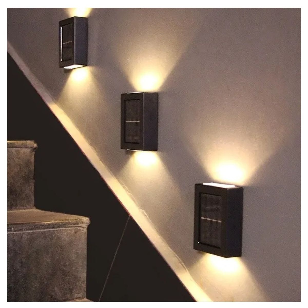 GENERICO - PACK x2 Aplique Solar de pared doble luz calida