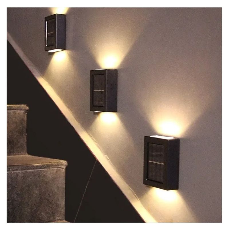 GENERICO - PACK x2 Aplique Solar de pared doble luz calida