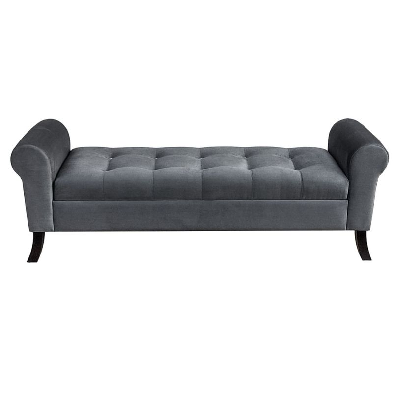 GENERICO - Banqueta Baúl Alejandria Color Gris Oscuro Tamaño King 170x45x60cm