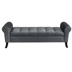 GENERICO - Banqueta Baúl Alejandria Color Gris Oscuro Tamaño King 170x45x60cm