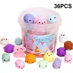 KUANGYE - Pack Balde 36 Unidades Squishys Antiestrés Juguete Surtidos