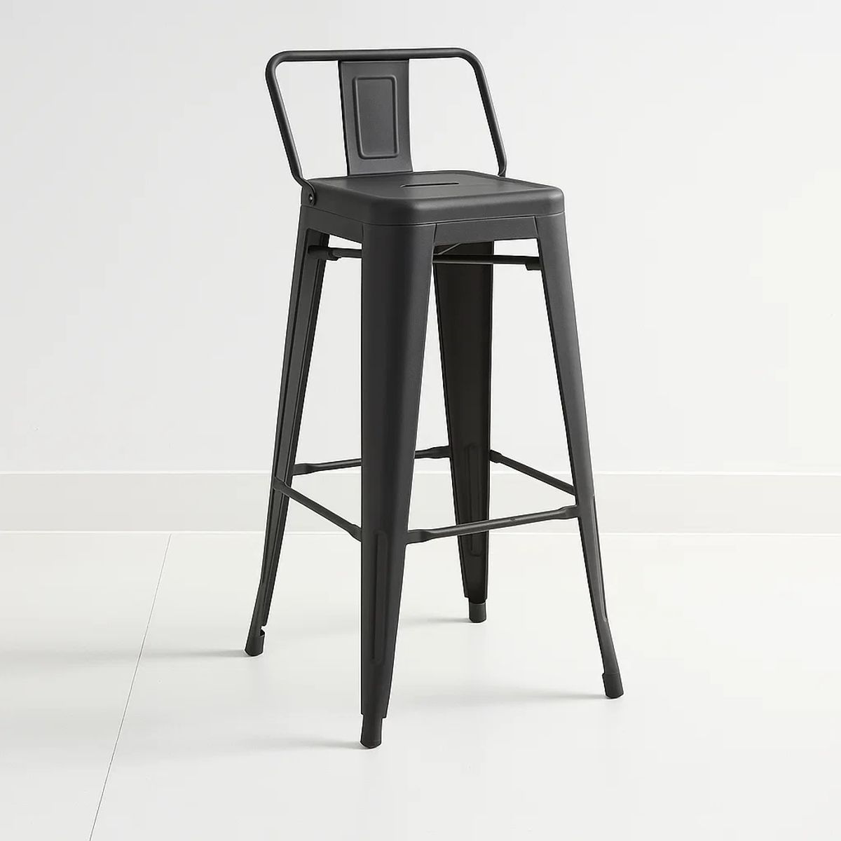 KLIK - Taburete Tolix Acero con Respaldo para Bar o Terraza - Negro KLIK