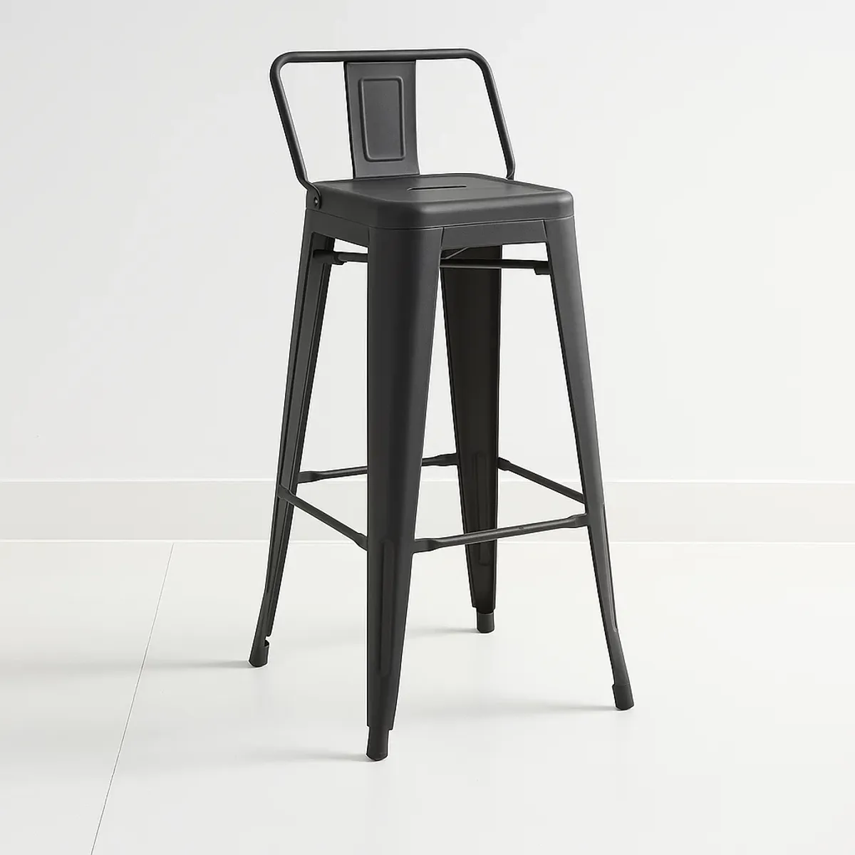 KLIK - Taburete Tolix Acero con Respaldo para Bar o Terraza - Negro KLIK