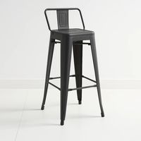 Taburete Tolix Acero con Respaldo para Bar o Terraza - Negro