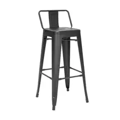 KLIK - Taburete Tolix Acero con Respaldo para Bar o Terraza - Negro