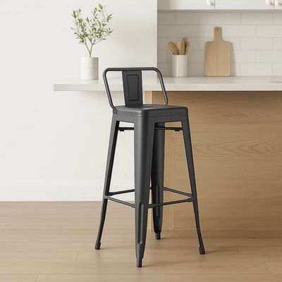 Imagen 2 del producto Taburete Tolix Acero con Respaldo para Bar o Terraza - Negro