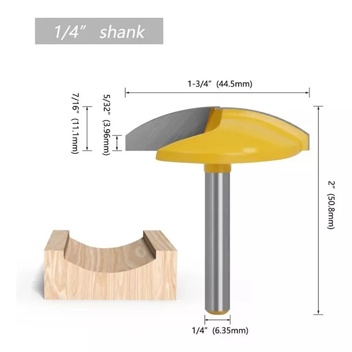 GENERICO - Fresa Madera Vaciado Fondo Plato Toma ¼ X 44.5