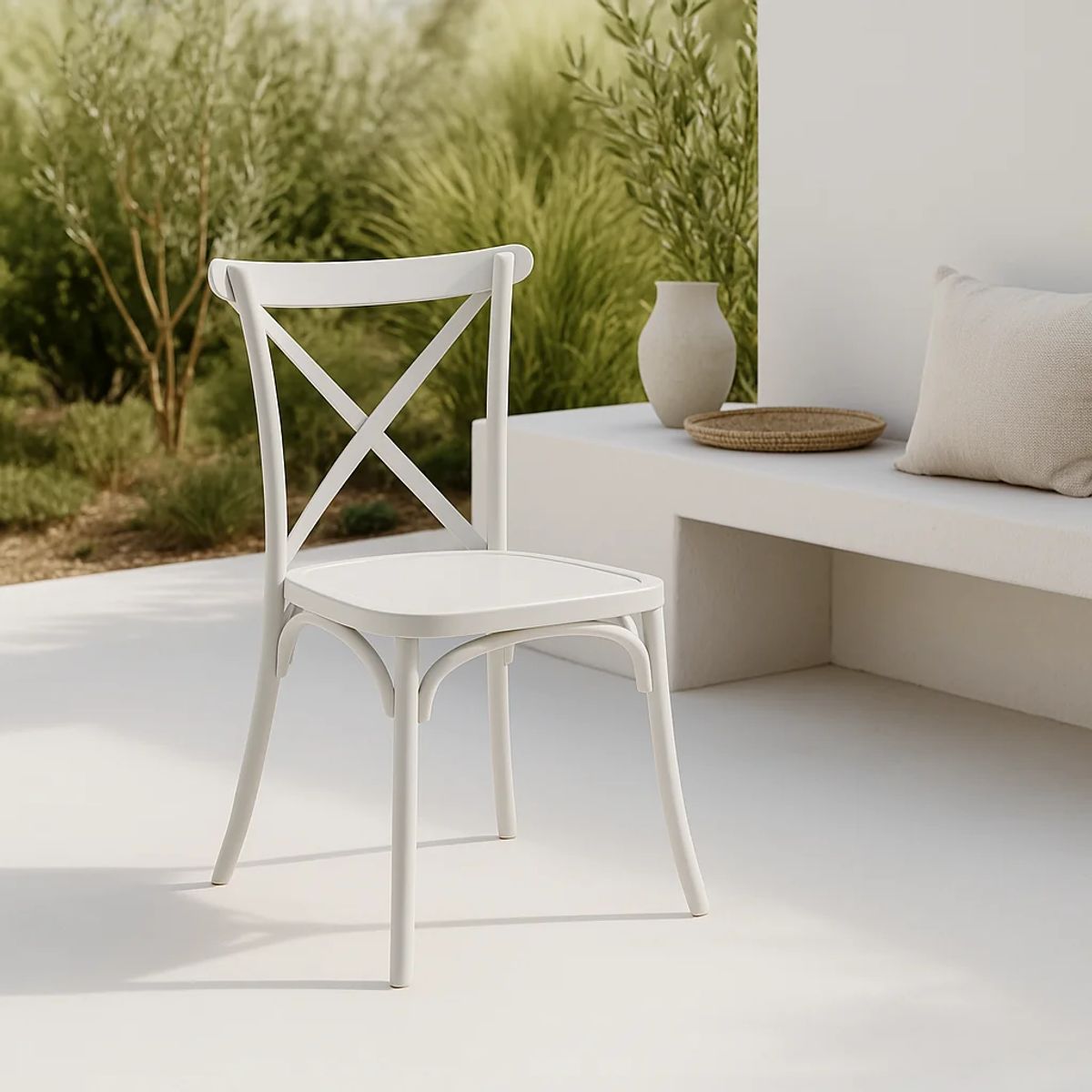 KLIK - Silla Crossback Danubio de Terraza Exterior o Comedor - Blanca KLIK