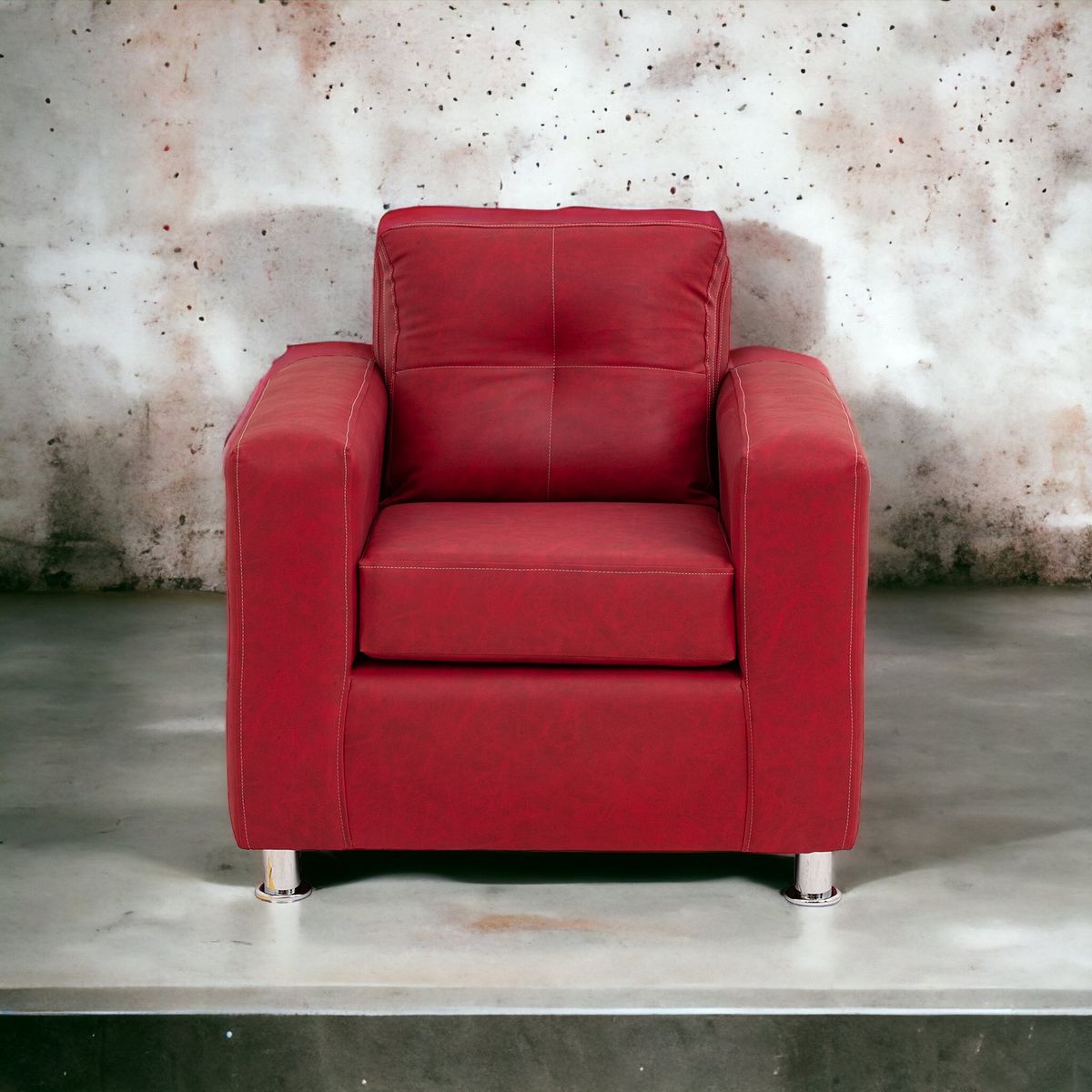 MUEBLES AMERICA - Sofá George 1 Cuerpo Cuero Auris Burdeo