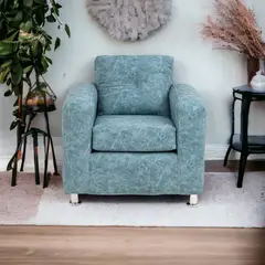 MUEBLES AMERICA - Sofá George 1 Cuerpo Cuero Auris Azul Claro