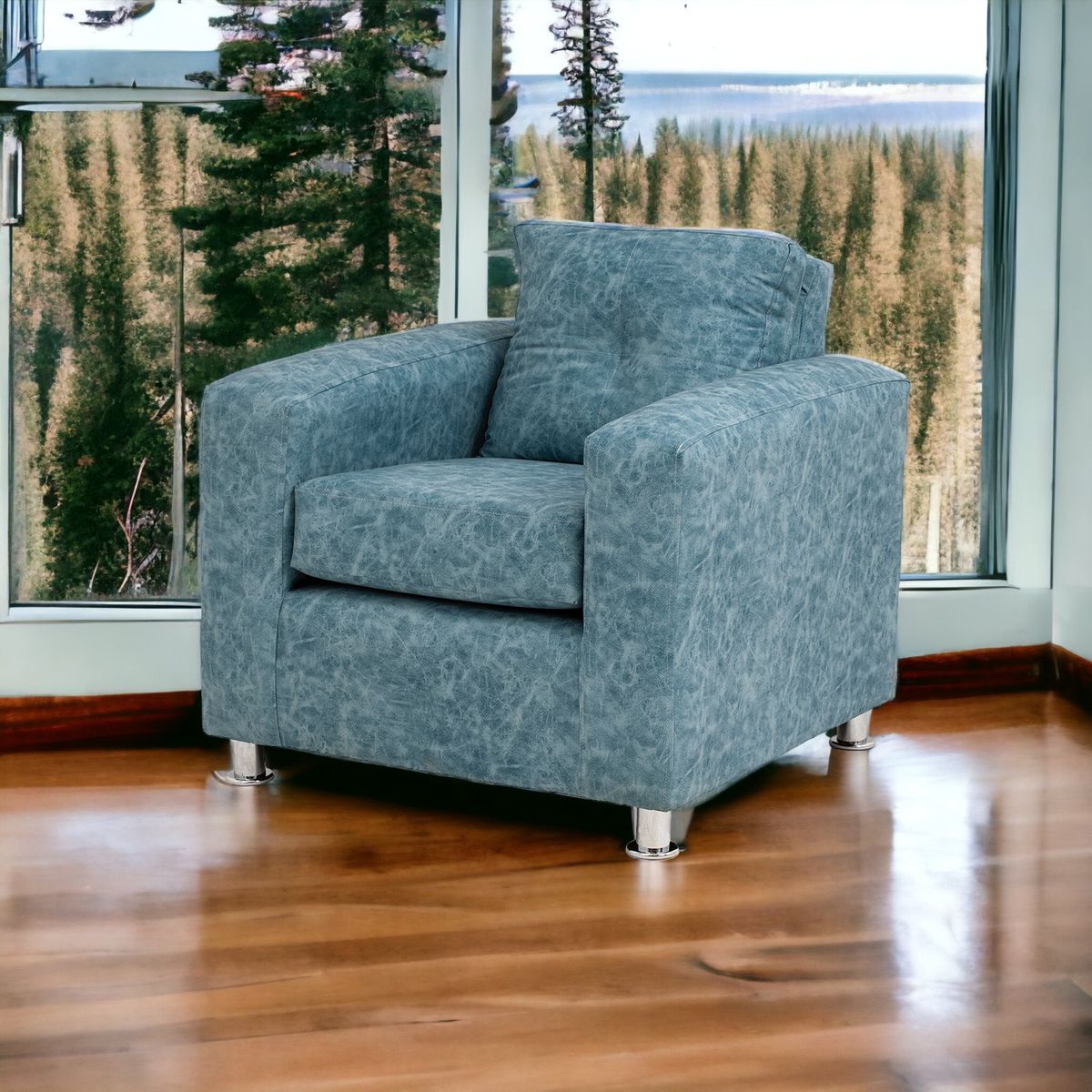 MUEBLES AMERICA - Sofá George 1 Cuerpo Cuero Auris  Azul Claro