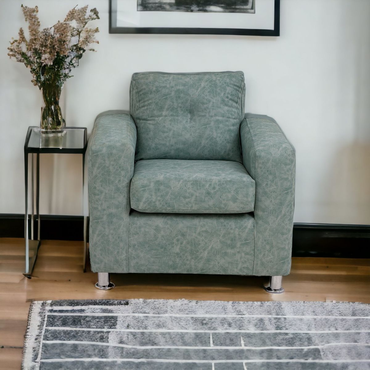 MUEBLES AMERICA - Sofá George 1 Cuerpo Cuero Auris  Verde Agua