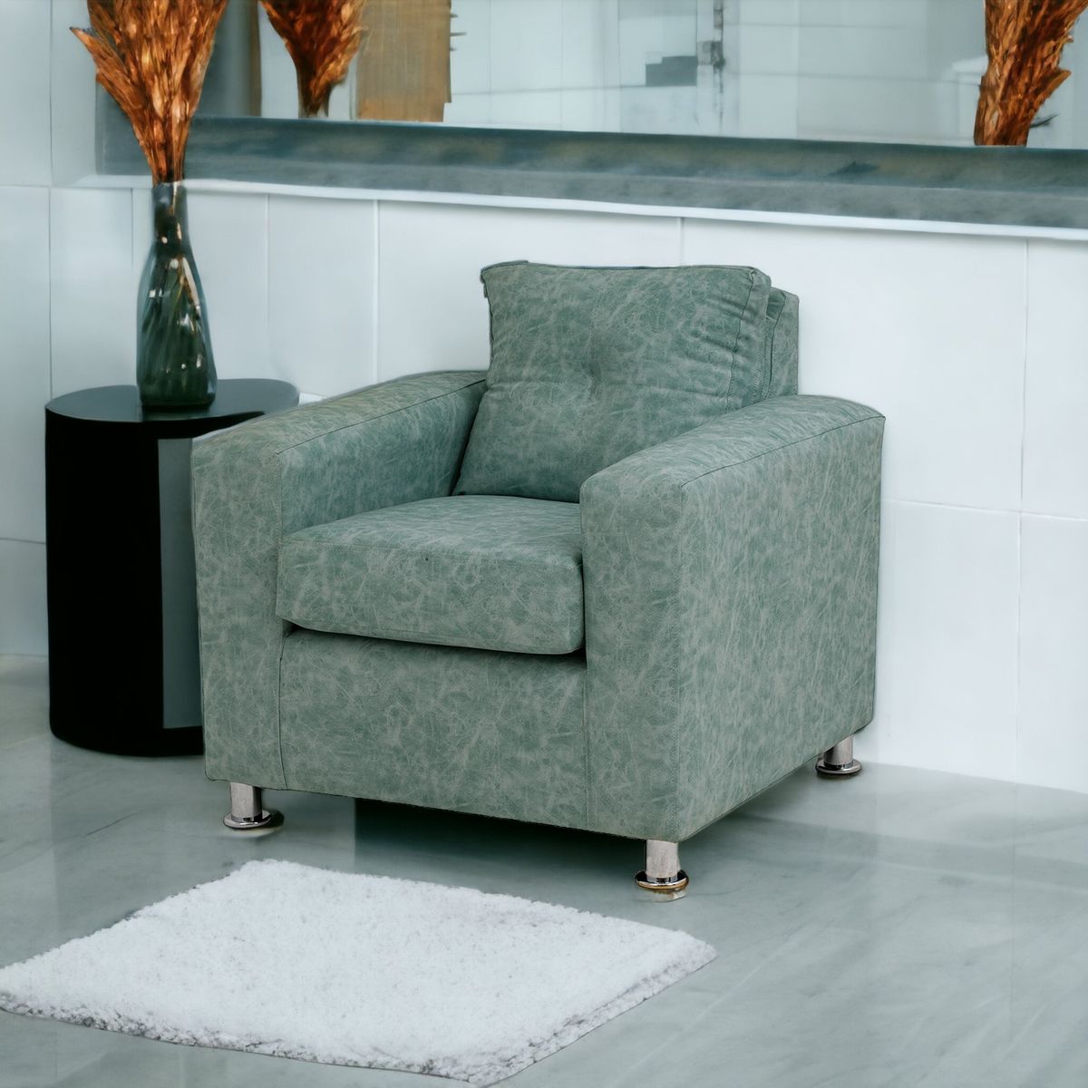 MUEBLES AMERICA - Sofá George 1 Cuerpo Cuero Auris  Verde Agua