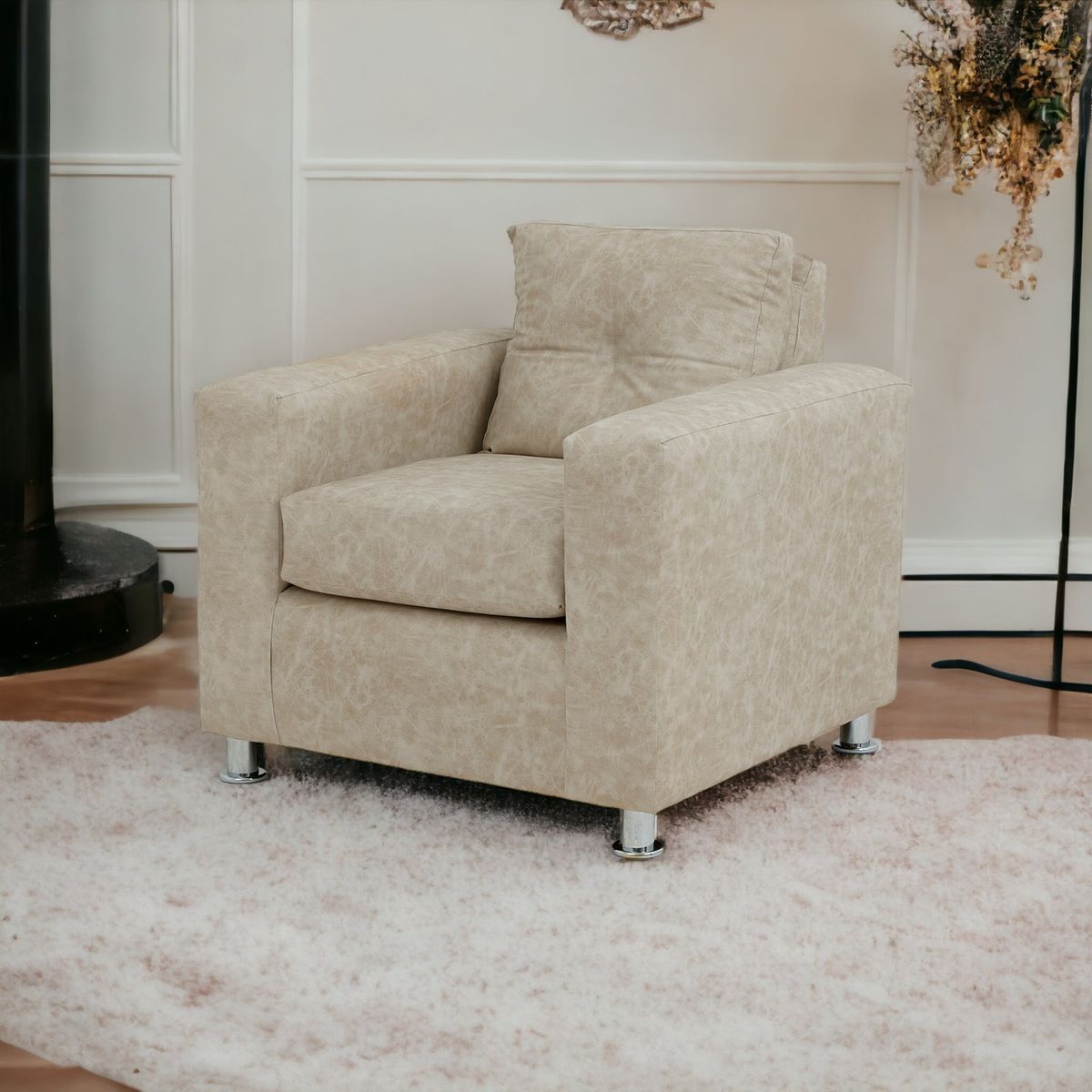 MUEBLES AMERICA - Sofá George 1 Cuerpo Cuero Auris Beige