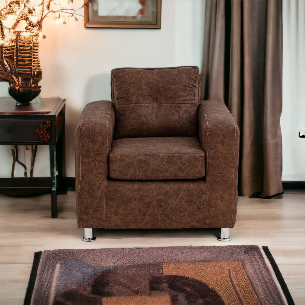 MUEBLES AMERICA - Sofá George 1 Cuerpo Cuero Auris Café