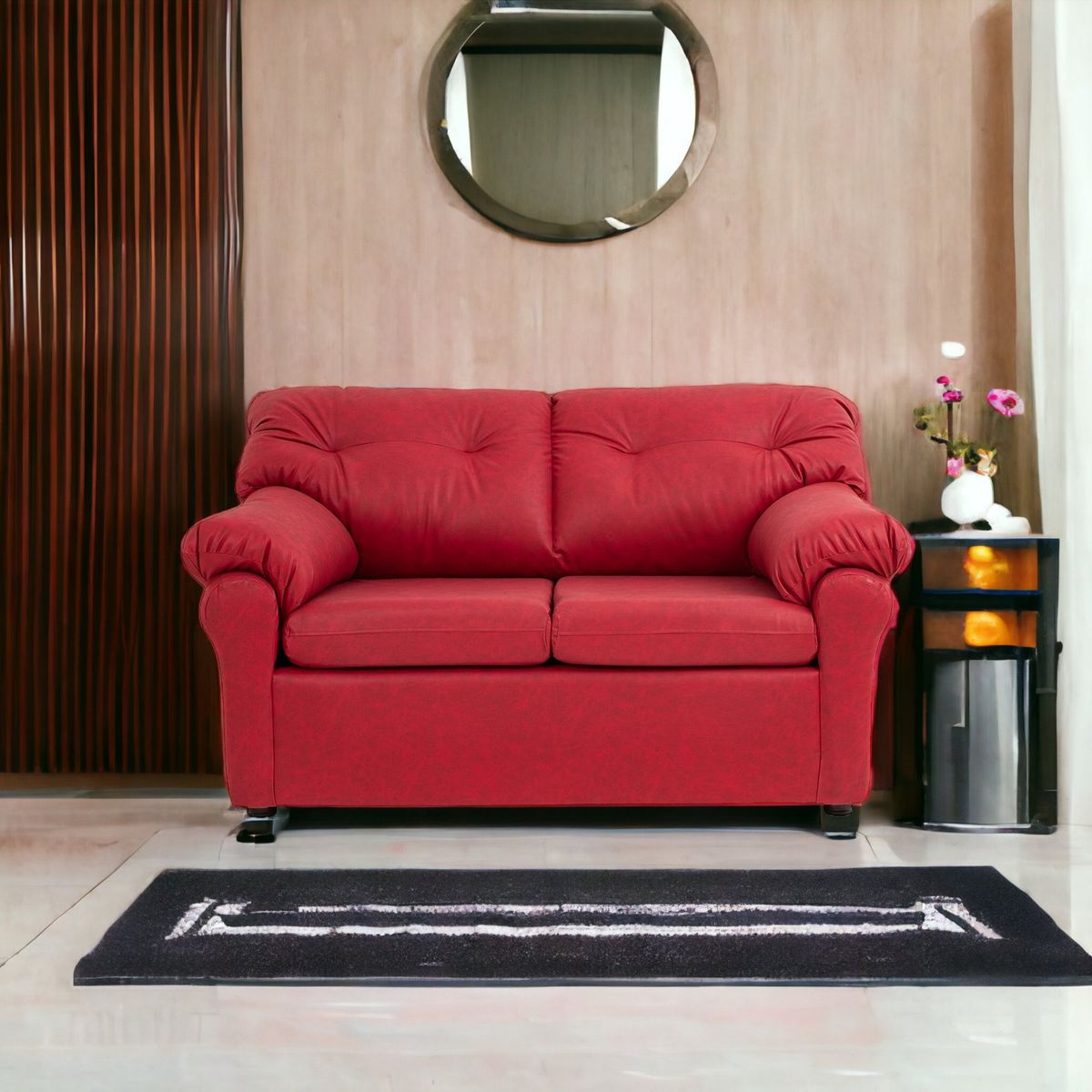 MUEBLES AMERICA - Sofá América 2 Cuerpos Cuero Auris Burdeo.