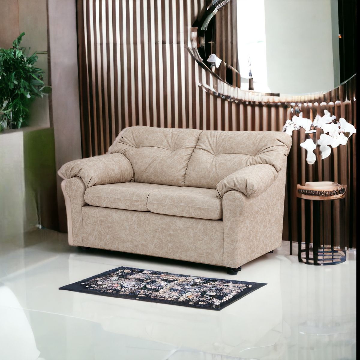 MUEBLES AMERICA - Sofá América 2 Cuerpos Cuero Auris Beige