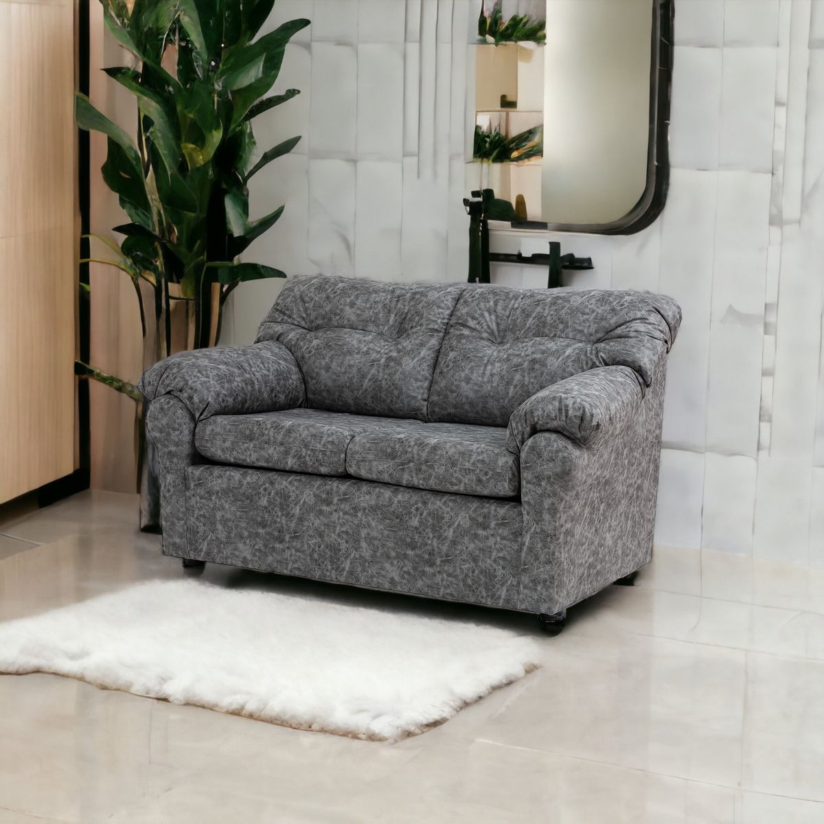 MUEBLES AMERICA - Sofá América 2 Cuerpos Cuero Auris Gris