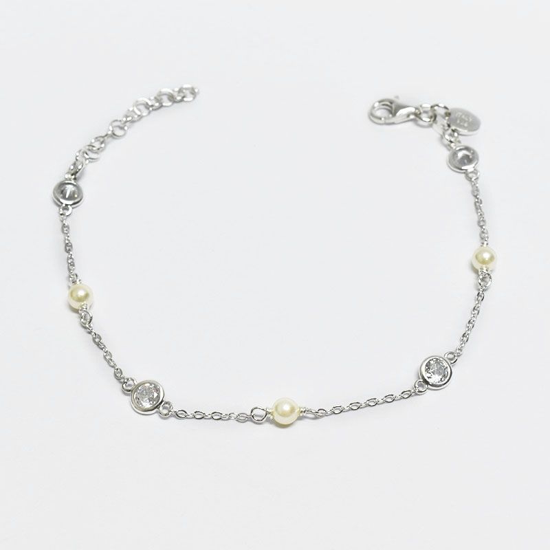 ROSETT - Pulsera con perla de rio y circones Plata 925