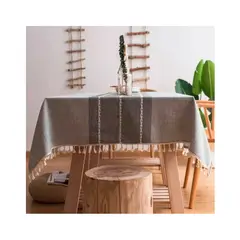 GENERICO - Mantel Cuadrado De Mesa Borla Algodón 145x145cm Gris