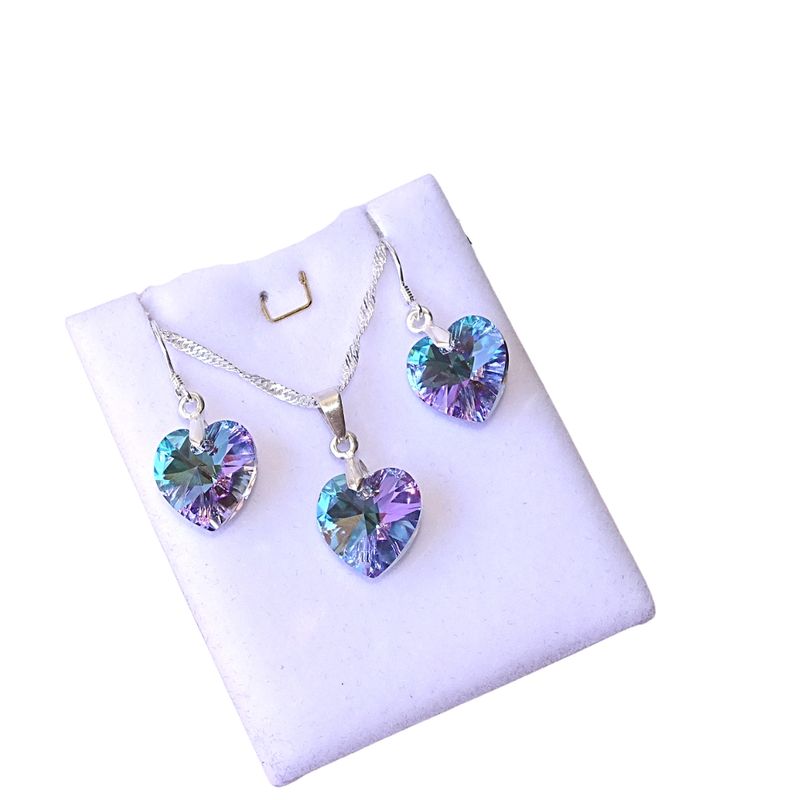 MABELITA - Conjunto Plata Corazones Violeta