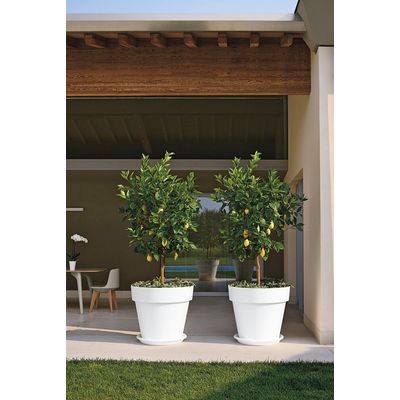 Imagen 2 del producto Macetero de plástico con plato 60x54 cm color Blanco