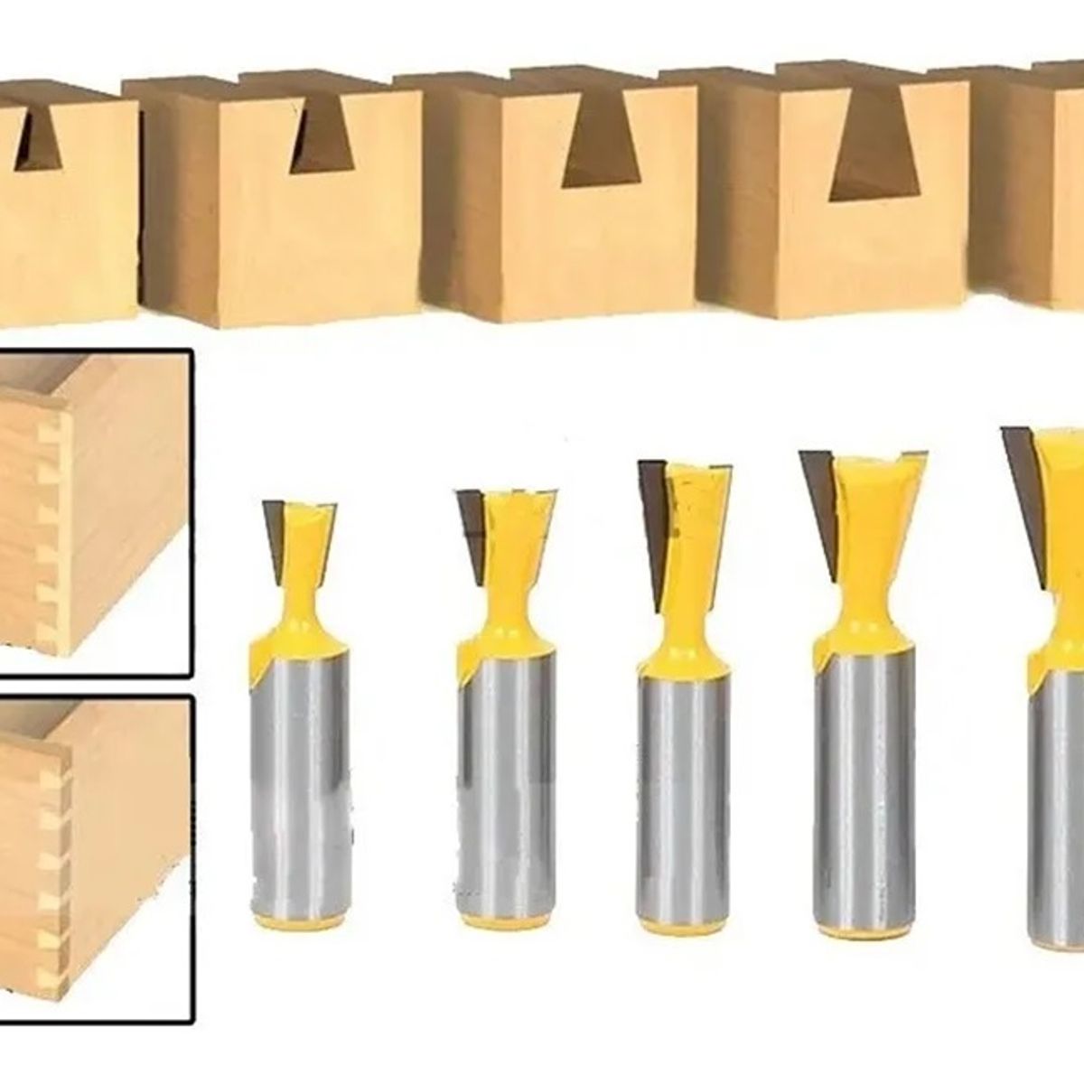 MALCREADO34401 - Fresa Madera Cola De Milano Vástago ½  5 Un. Dif. Medidas