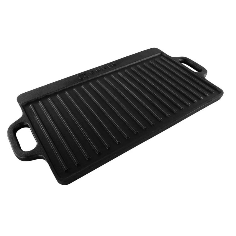 GENERICO - Plancha Churrasquera De Hierro Fundido 2 En 1 - 45x22x1.5cm