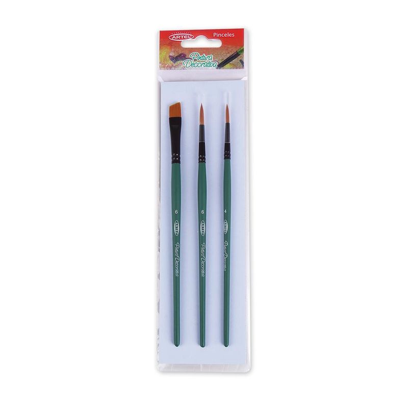 ARTEL - Set Pincel Deco:2 redondo+1 biselado