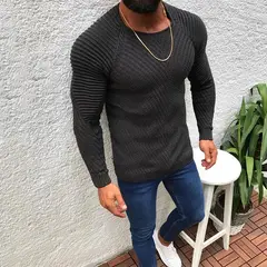 BLWOENS - Suéter casual de moda para hombres - Gris