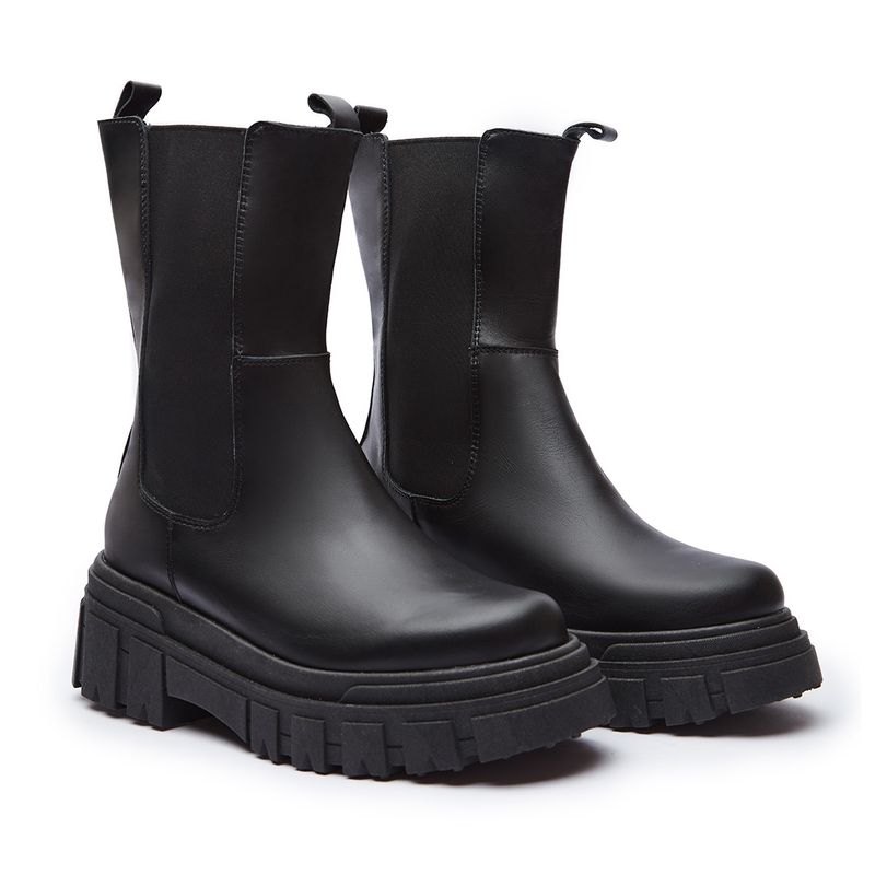 RUNAU - Botín Mujer Cuero Creta Negro Runau