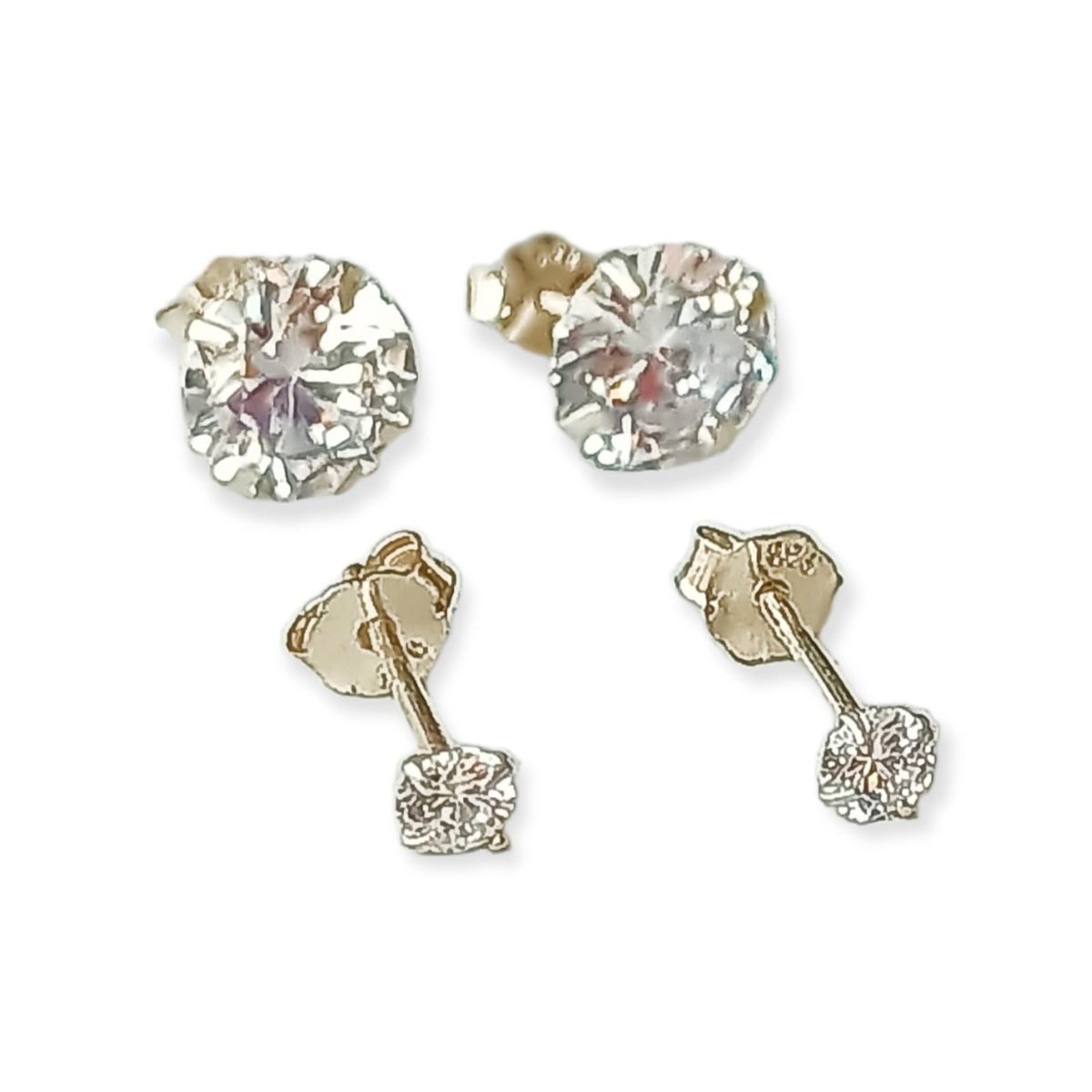 ELBAULDEJUMA - Set Aros Conjunto Punto De Luz Zirconia Plata Fina 3mm 5mm.-