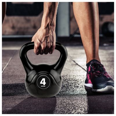 Imagen 2 del producto Kettlebell Mancuerna Pesa Rusa Cemento 4 Kg Negro.