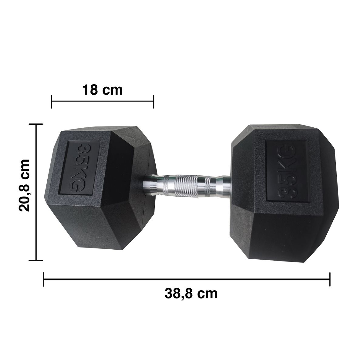 ATLETIS - Mancuerna Hexagonal 35 Kg Negro