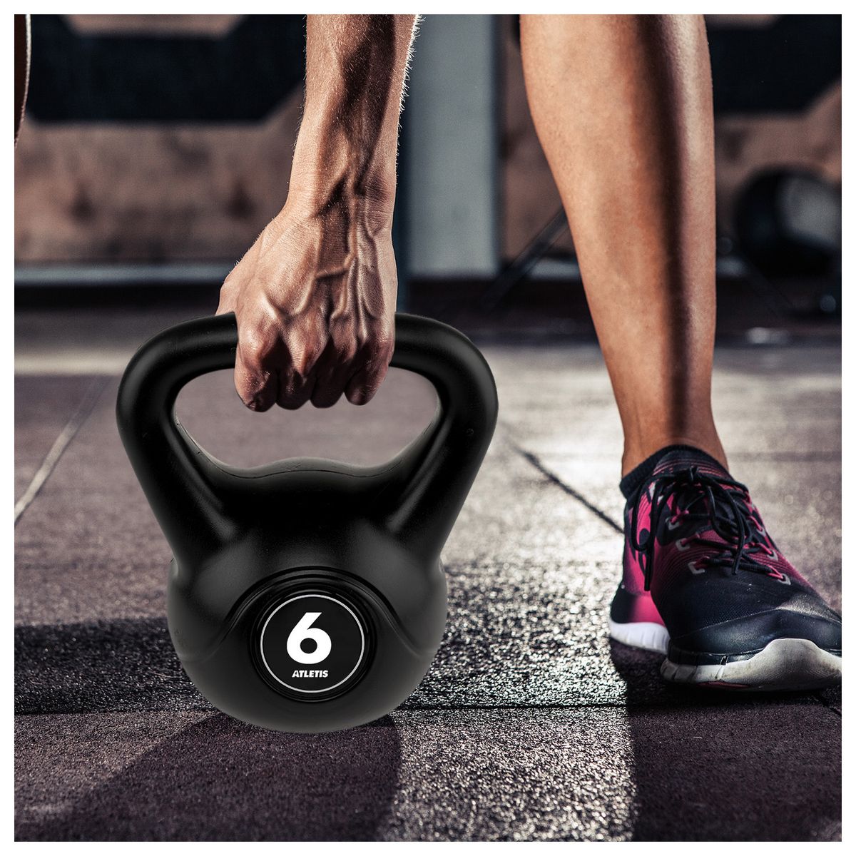 ATLETIS - Kettlebell Mancuerna Pesa Rusa Cemento 6 Kg Negro