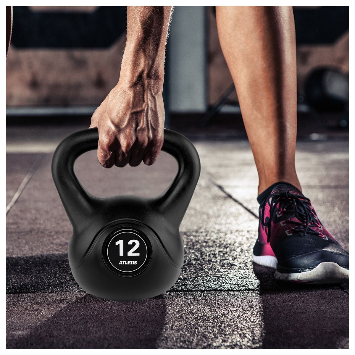 ATLETIS - Pesa Rusa Kettlebell de Cemento 12 Kg Negro