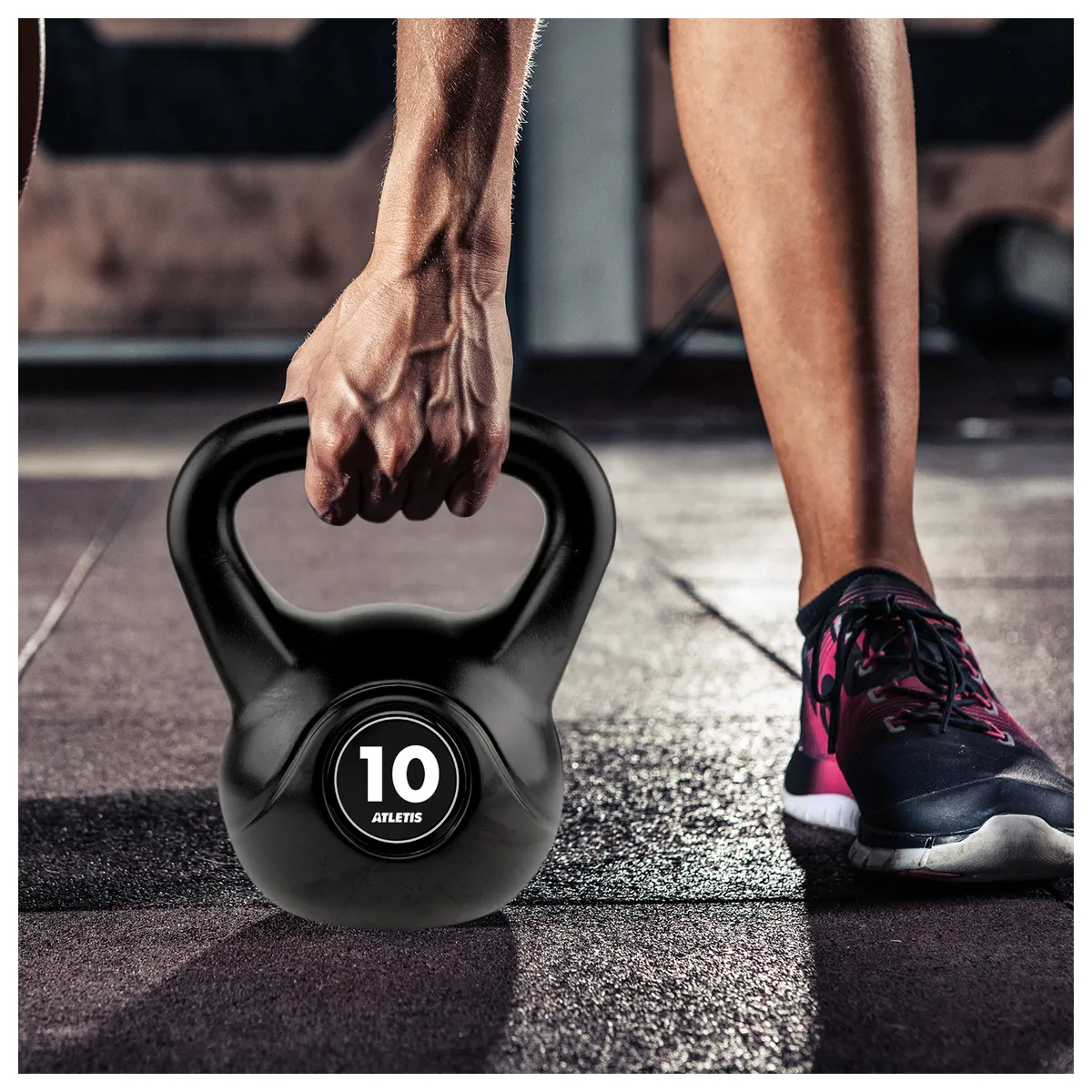 ATLETIS - Kettlebell Mancuerna Pesa Rusa Cemento 10 Kg Negro